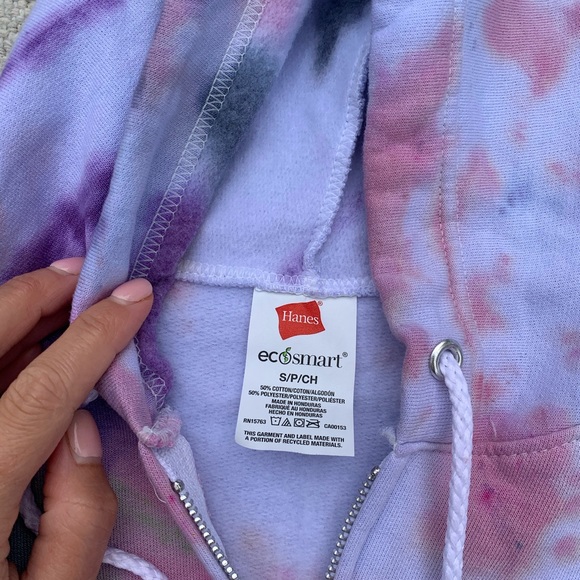 NWT multi tie dye l/s hooded zip-up sweatshirt - Picture 8 of 15